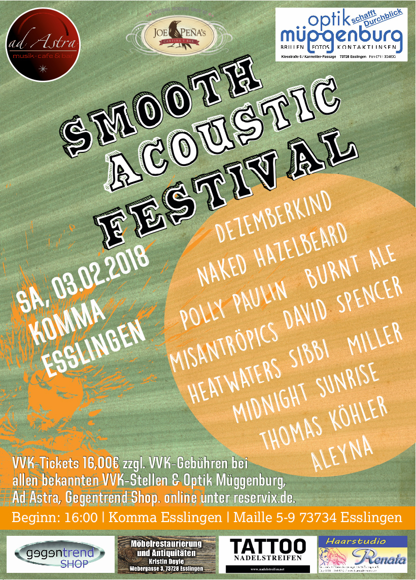 Smooth Acoustic Festival am Samstag, 03.02.2018 im Komma Esslingen